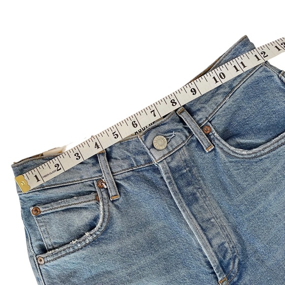 Agolde Riley High-Rise Distressed Straight Crop Jeans Stretch Button Fly NWT - Picture 9 of 16